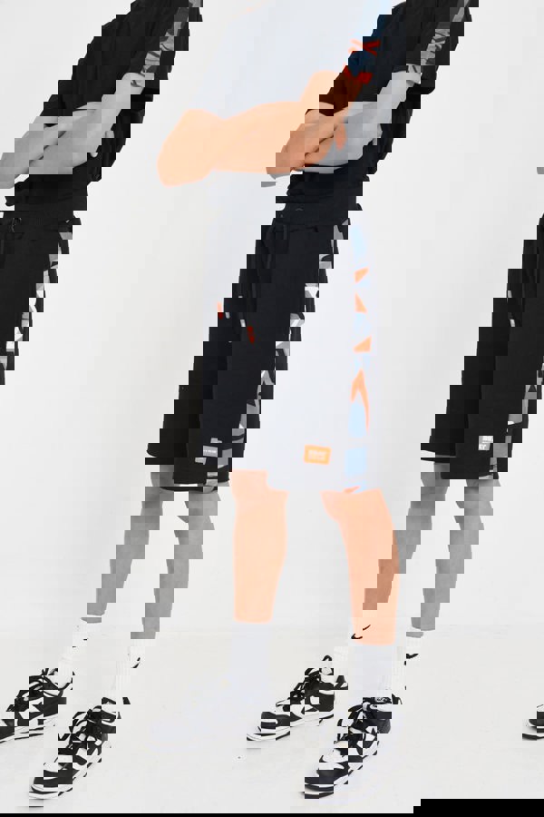 Beat Boyz Club Front Shorts - Black/Orange Geo