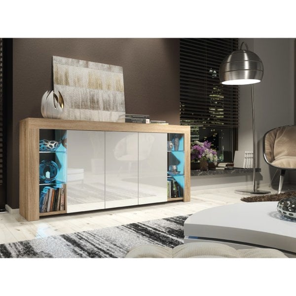 Mex Furniture Exclusive 164cm Modern Sideboard TV Unit Display Cabinet Cupboard High Gloss Doors