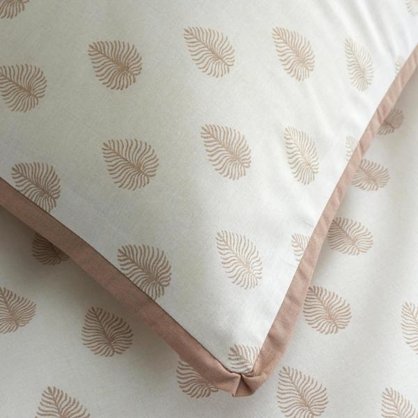 Emily Bond Jaipur Leaves Cotton Reversible Duvet Cover Set Cream / Natural
