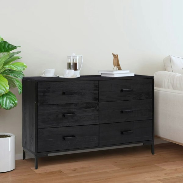 Berkfield Sideboard Black 110x35x70 cm Solid Pinewood