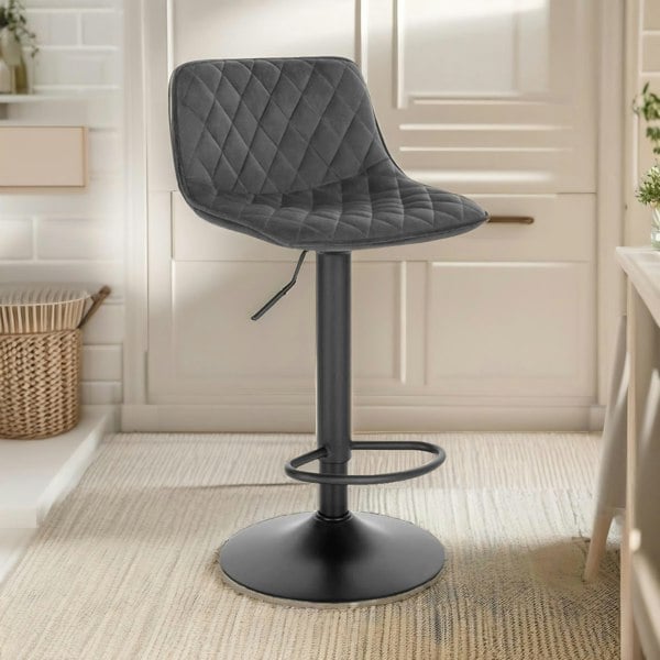 Rafaelo Mobilia 2PC Height Adjustable 360 Swivel Bar Stools Set With Backrest Grey