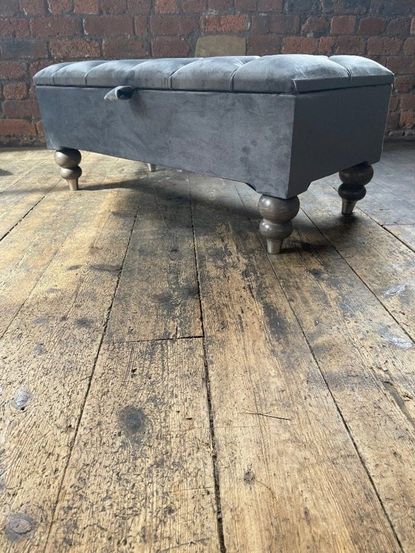 Dark Grey Ottoman Coffee Table Storage Bench | Dark Grey Pouffe - ISTOOLS