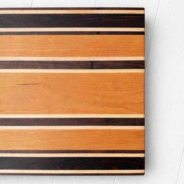 Giraffes & Craftz Handcrafted Striped Hardwood Chopping Board – Cherry, Walnut, Maple & Wenge – Handmade Butcher Block