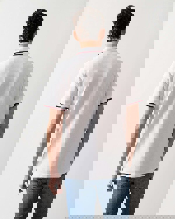 Armani Exchange Mens Small Logo Pique Polo Shirt - White