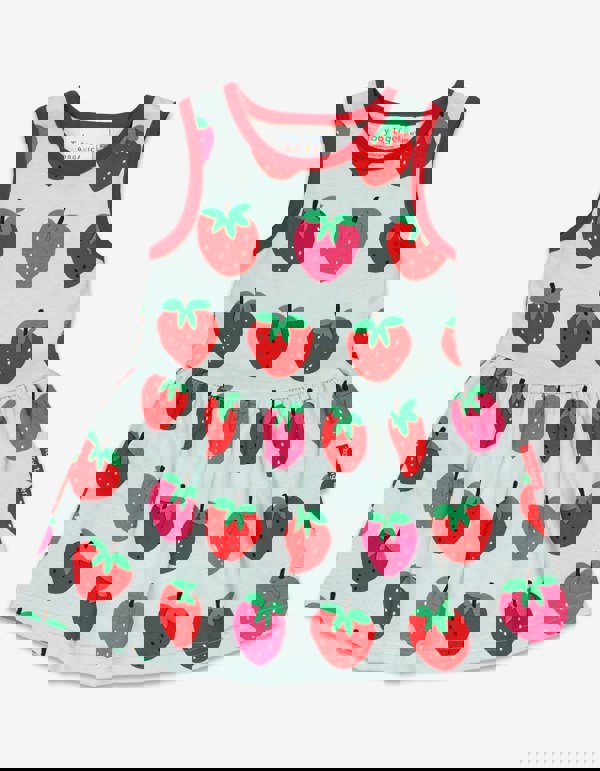 Organic Strawberry Print Summer Dress - Toby Tiger UK Retail