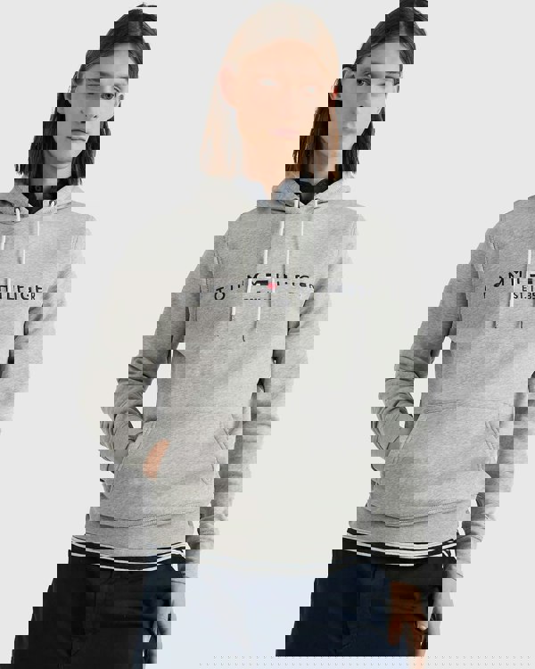 Tommy Hilfiger Mens Core Tommy Logo Hoodie - Cloud Heather