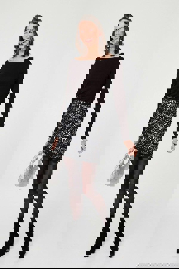 Black | Sequin Embellished Layered Mini Skirt
