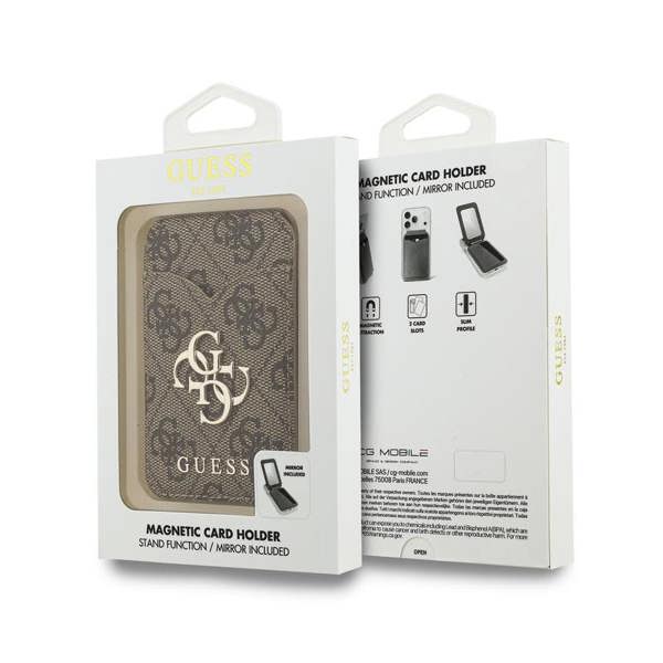 Guess 4G Big Metal Logo Magnetic Card Holder with Stand and Mirror Brown - GUWMSMIP4GW