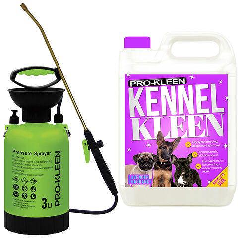 ProKleen Pro-Kleen 3L Pump Sprayer with Pro-Kleen 5L Kennel Kleen Lavender For Catteries, Hutches, Aviaries, Patios, Artificial Grass