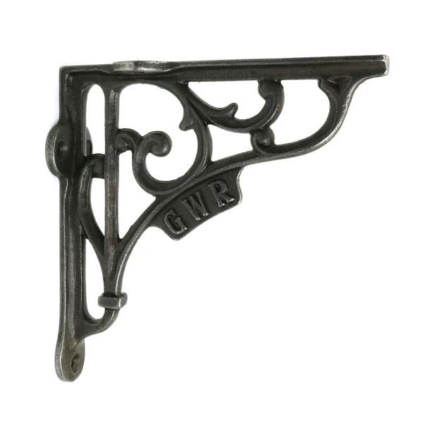 Pair of Antique Cast Iron 'GWR' Railway Victorian Style Shelf Brackets 