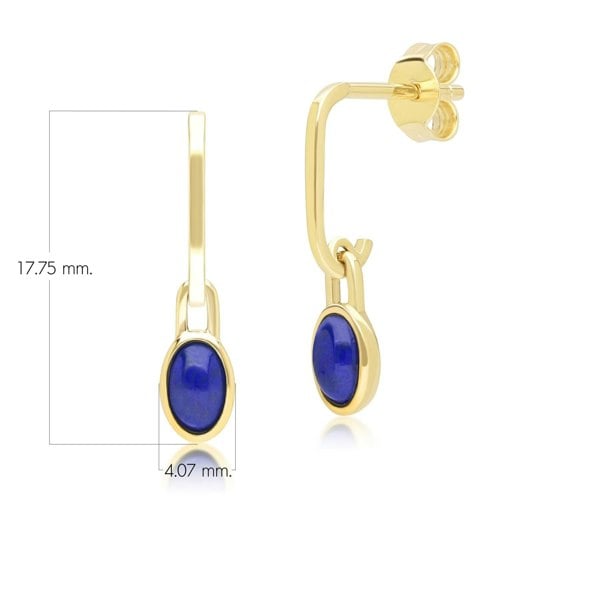 Gemondo Classic Oval Lapis Lazuli Drop Earrings in 9ct Yellow Gold