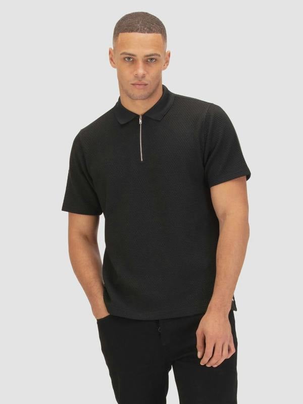 Luke 1977 LUKE1977 Gilbraltar Zip Polo Shirt - Black