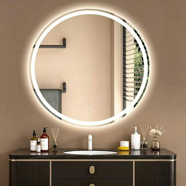 Gr8 Home 60cm Round LED Bathroom Mirror with Anti Fog Touch Dimmable Light