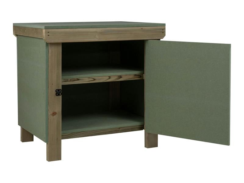 Arbor Garden Solutions Wooden UniMDF Moisture Resistant Workbench With Lockable Cupboard (V.9) Double Shelf