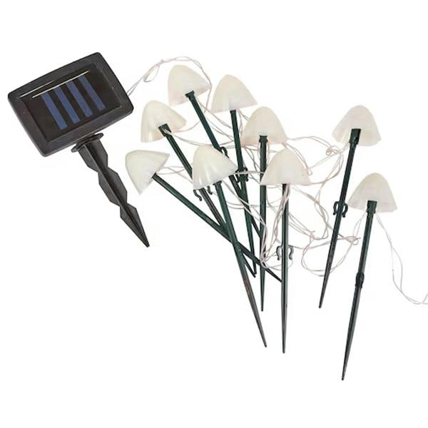 Solar Mushroom Pathway Stake Lights Multi Function Warm White Pearl Caps