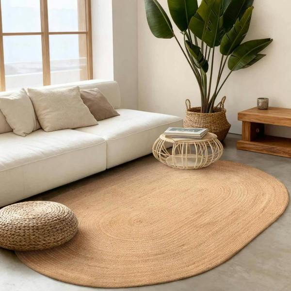 Braided Jute Rug Oval Rangpur Natural Gold