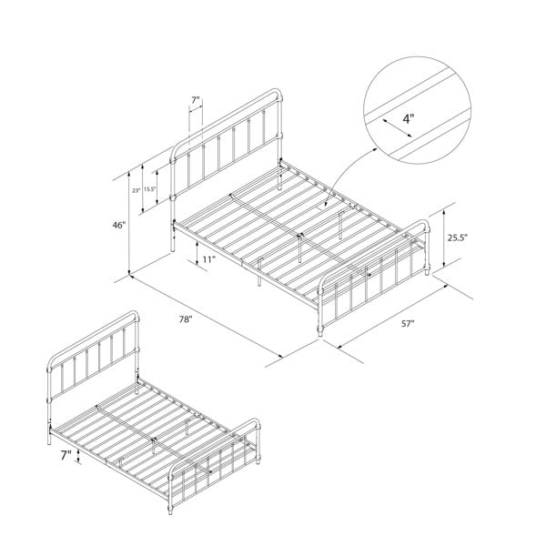 Dorel Home Wallace Metal Bed White - Double