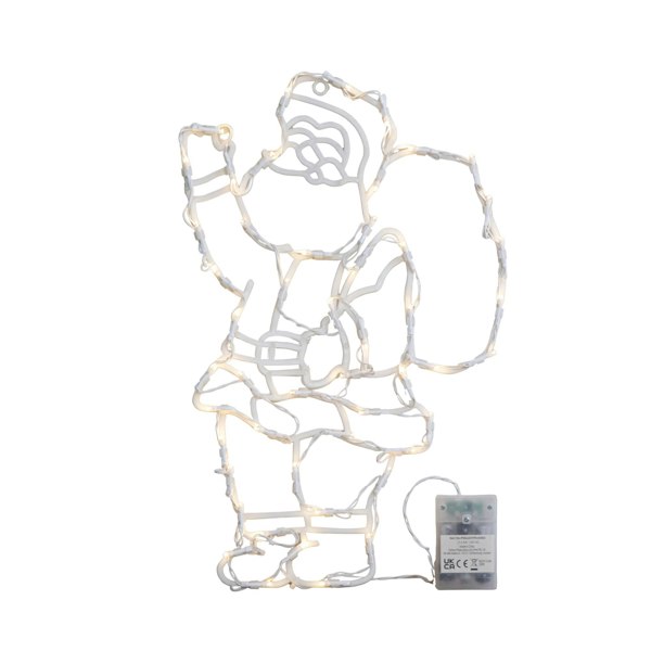 Samuel Alexander 44cm Battery Powered Light up Hanging Christmas Santa with Warm White Multi-Action LEDs