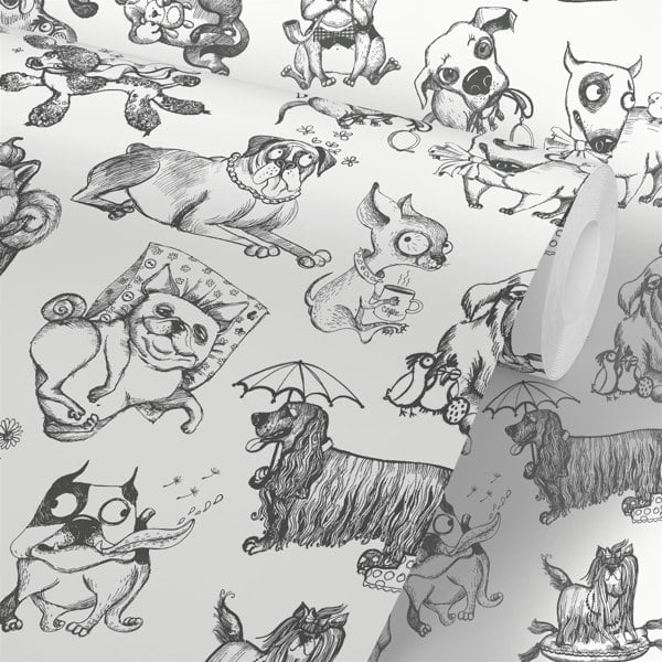 Muriva Pooches White Wallpaper