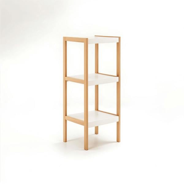 Nostra Three Tiered White And Natural Shelf Unit