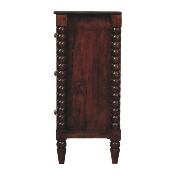 Artisan Furniture Solid Wood Spindle Winewood Chest, Brown,3 Drawers