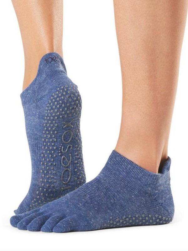 ToeSox Low Rise Full Toe Women's Yoga Grip Socks - Navy