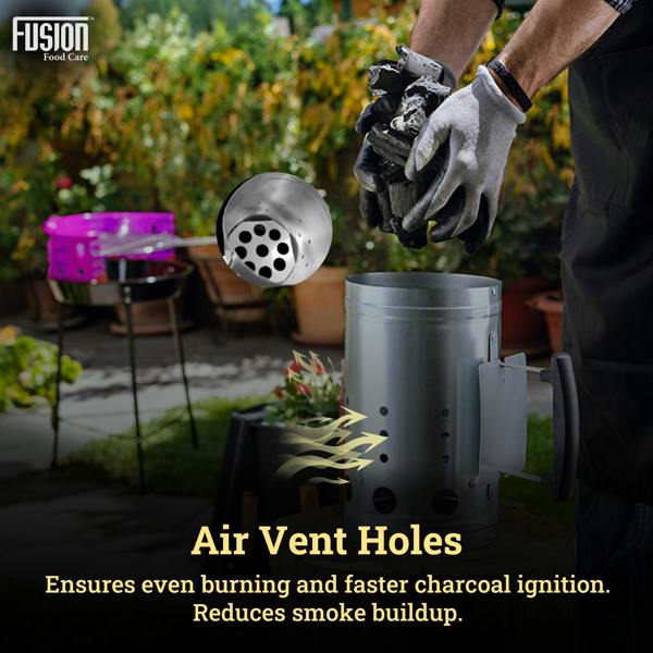 Fusion Food Care Fusion Food BBQ Chimney Starter Charcoal Barbecue Fire Starter With Heat Insulated Safety Handle Briquettes Firelighter