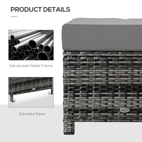 Wyld Haus Kadone Halu Rattan Grey Square Outdoor Footstool With Cushioned Top