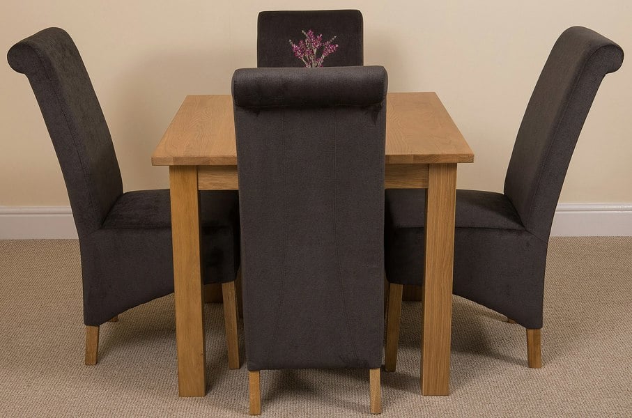 That's Furniture Oslo 90 x 90cm Small Square Oak Dining Set with Montana Fabric Chairs