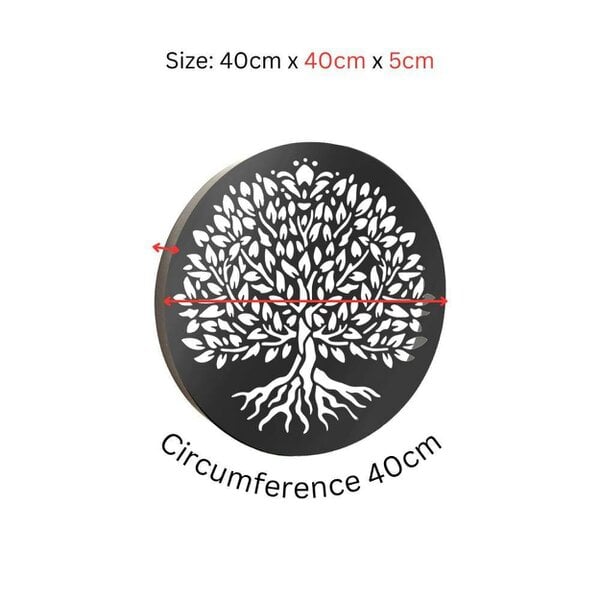 EDH Door Hardware Metal Tree of Life Solar Wall Panel – 40 x 40 x 5 CM | Solar-Powered Metal Wall Art | Weatherproof LED Outdoor Décor