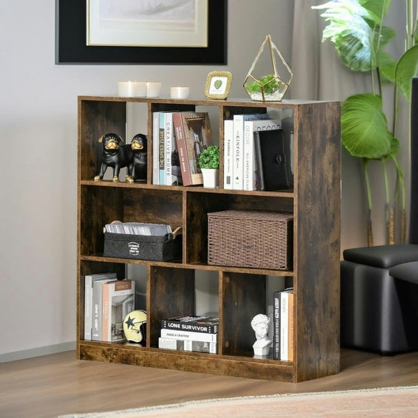 Rafaelo Mobilia Industrial 8 Cube Storage Unit Rustic Brown