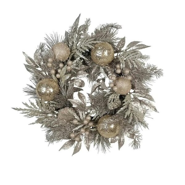 Garden Greatness Glitter Mixed Champagne Festive Wreath