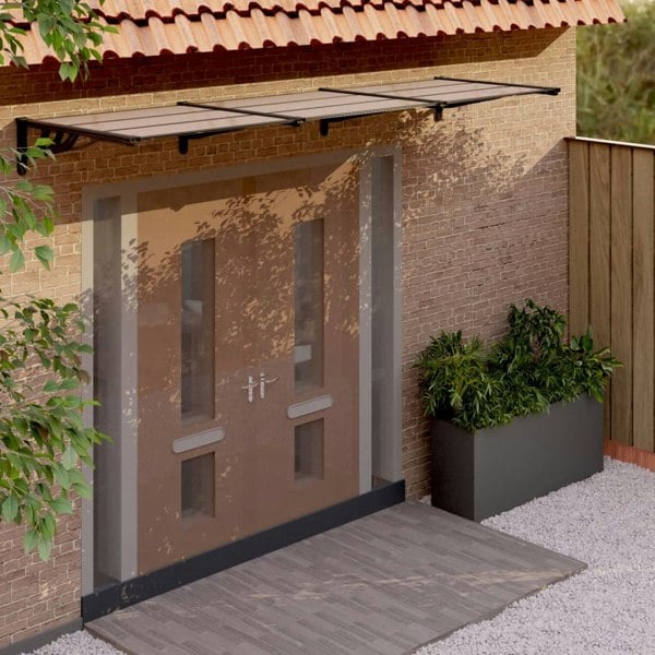 Berkfield Door Canopy Black 297.5x90 cm Polycarbonate
