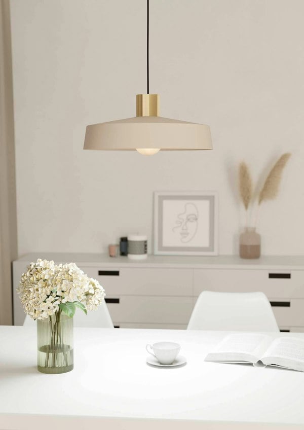 EGLO Valdiola Sandy-Coloured Round Steel Single Pendant Light