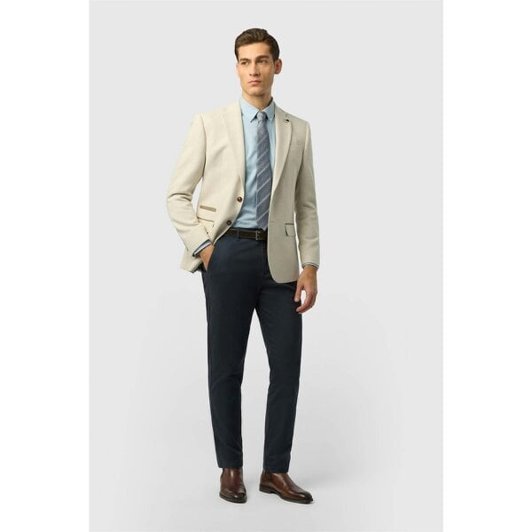 Antique Rogue Slim Fit Baxter Ecru Herringbone Tweed Jacket