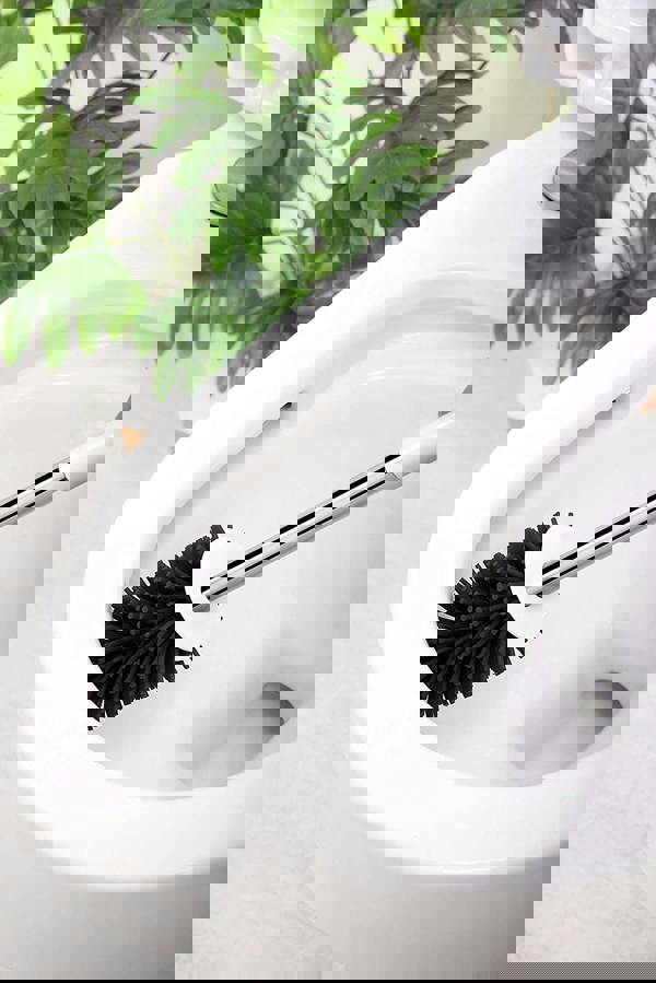 Nicoman Squircle White Toilet Brush & Holder With Silicone Head