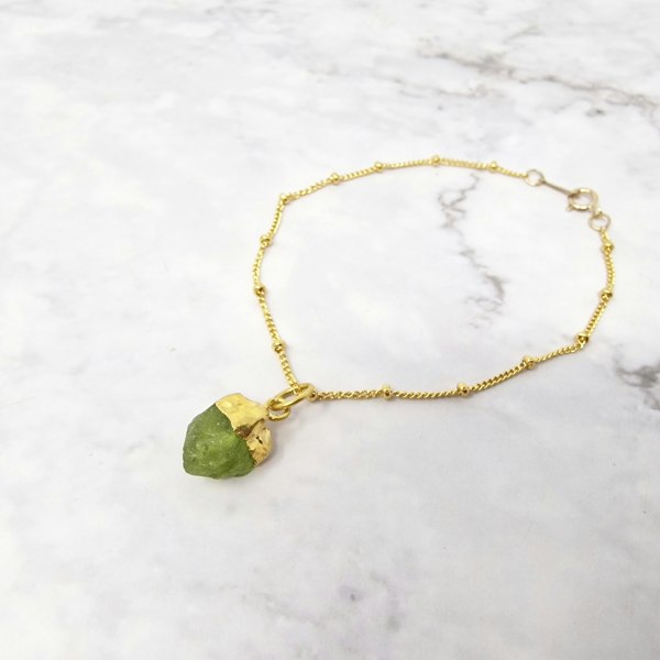 Raw Peridot August Birthstone Satellite Bracelet