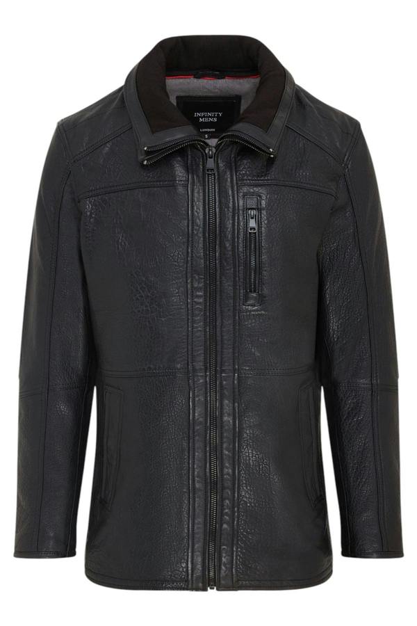 Infinity Leather Mens Warm Mid-Length Leather Biker Coat - Sikander