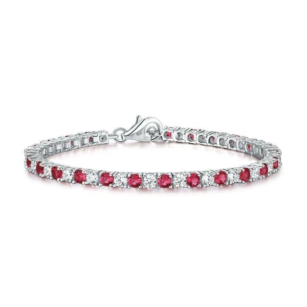 925 Sterling Silver Tennis Bracelet with Pink/Red & White Cubic Zirconia - namana.london