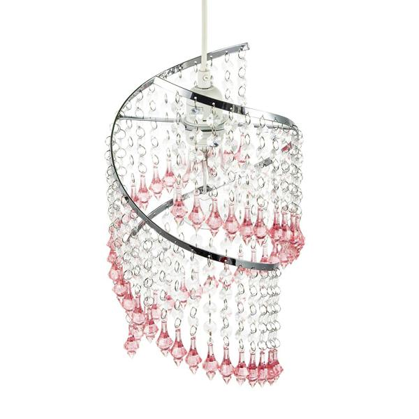 Modern Spiral Waterfall Pendant Shade with Pink and Clear Acrylic Image 3