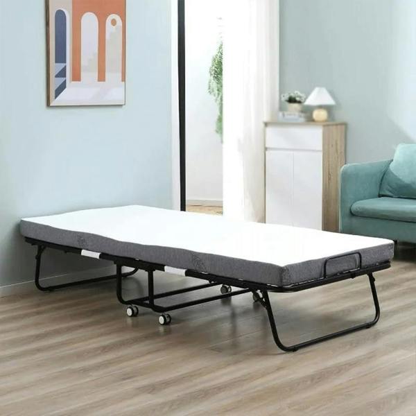 Havendro Folding Single Guest Bed Padded Foam Metal Frame Fold Up Sleeper for Home Outdoor