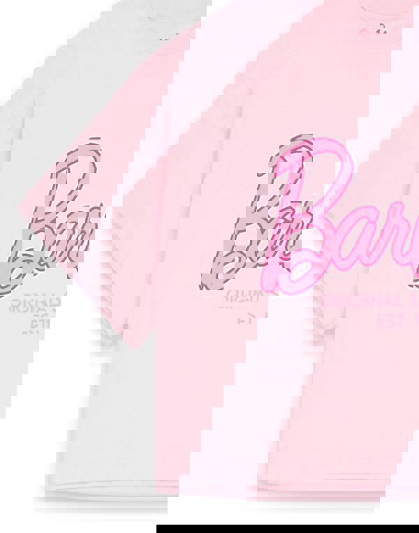 Barbie Womens Pink Logo All Over Print Short Sleeve Long Leg Pyjama Set