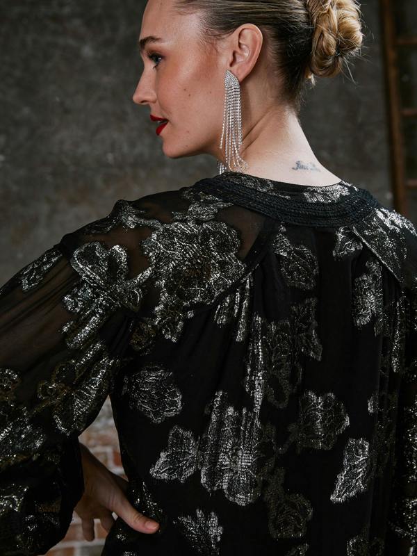 Rose & Nancy Dahlia Black Silver Blouse