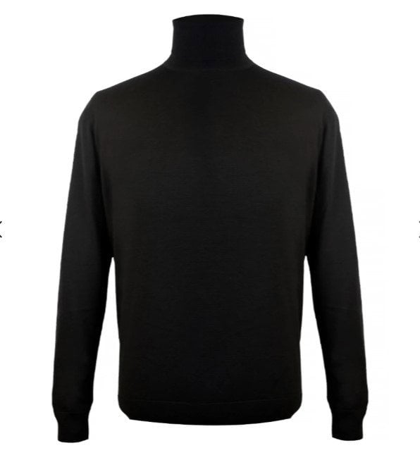 David WeJ Harry Merino Wool Roll Neck Sweater- Black
