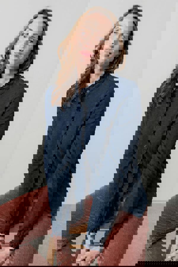 Lily & Me Sage Frill Organic Cotton Blouse Navy