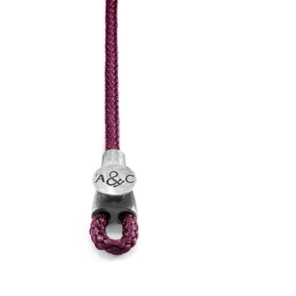 Anchor & Crew Aubergine Purple Dundee Silver and Rope Bracelet