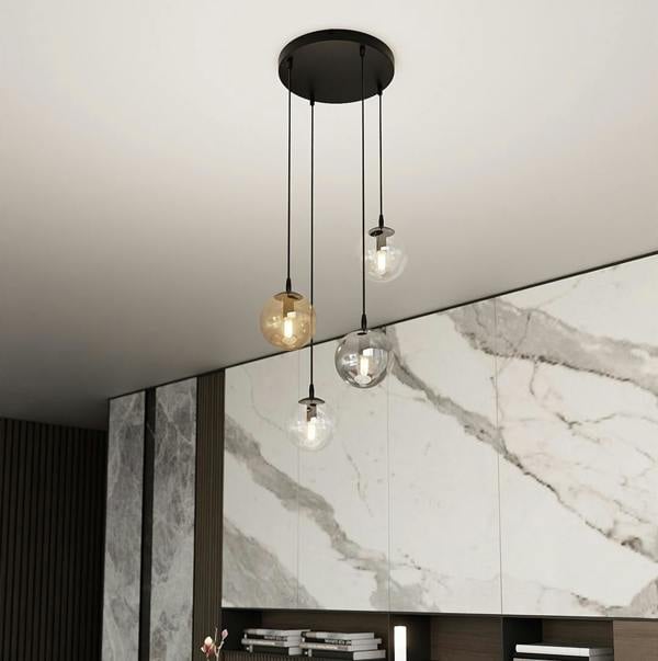 Emibig COSMO Pendant lamp  4 x E14 Black with Transparent, Graphite and Amber Shade