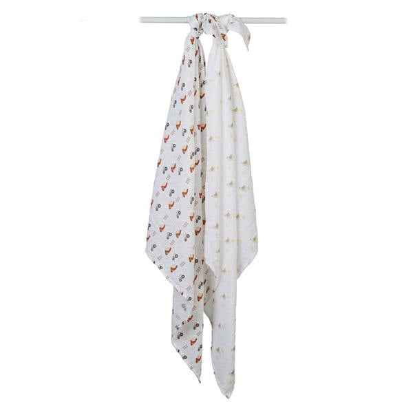 Lulujo - Cotton Swaddle - Barnyard & Hen Chicks - 2 Pack