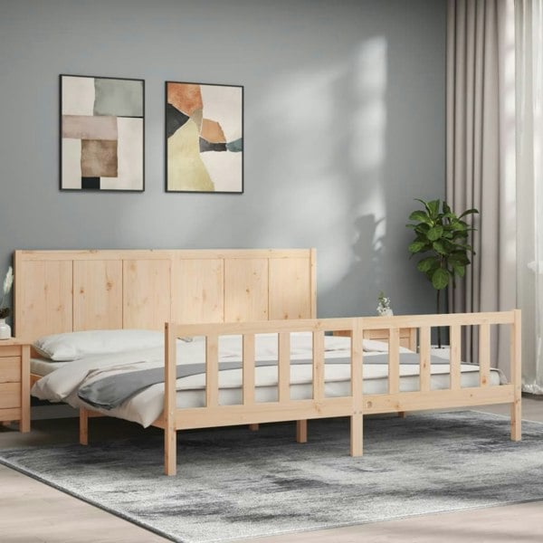 Berkfield Bed Frame with Headboard 200x200 cm Solid Wood