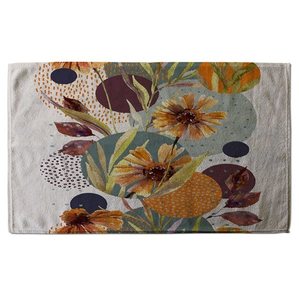 Benjamin Tate Design Orange Geometric With Flowers (Bath Towel)
